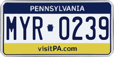 PA license plate MYR0239