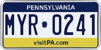 PA license plate MYR0241