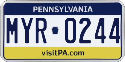 PA license plate MYR0244