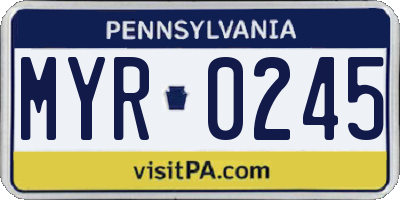 PA license plate MYR0245