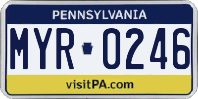 PA license plate MYR0246