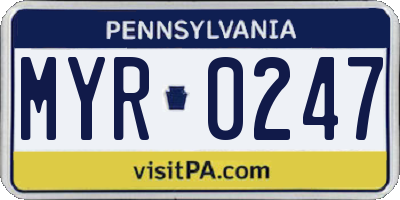 PA license plate MYR0247