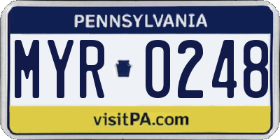 PA license plate MYR0248
