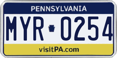 PA license plate MYR0254