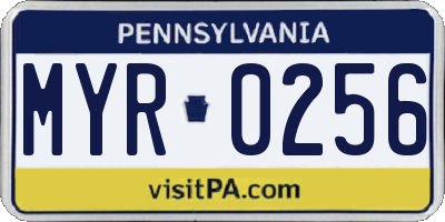 PA license plate MYR0256