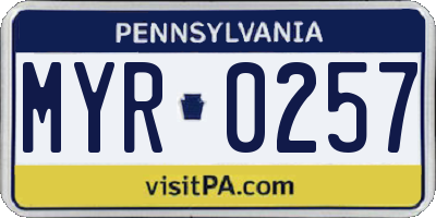 PA license plate MYR0257