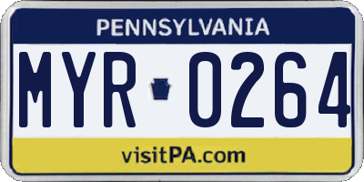 PA license plate MYR0264