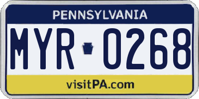 PA license plate MYR0268