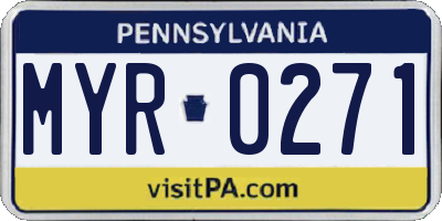PA license plate MYR0271