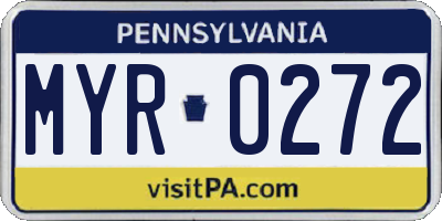 PA license plate MYR0272