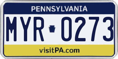 PA license plate MYR0273
