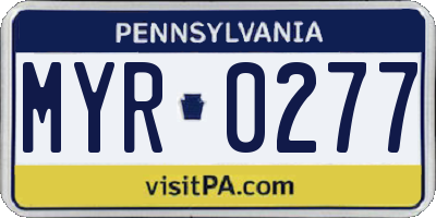 PA license plate MYR0277