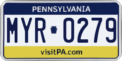 PA license plate MYR0279