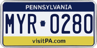 PA license plate MYR0280
