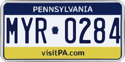 PA license plate MYR0284