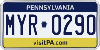 PA license plate MYR0290