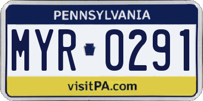 PA license plate MYR0291