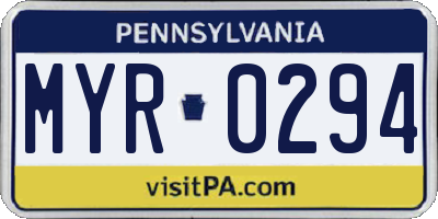 PA license plate MYR0294