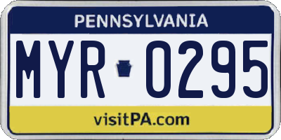 PA license plate MYR0295