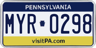 PA license plate MYR0298