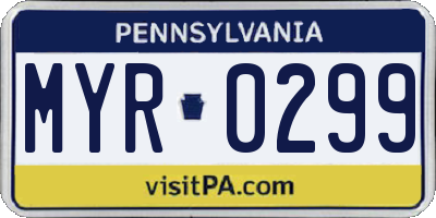 PA license plate MYR0299