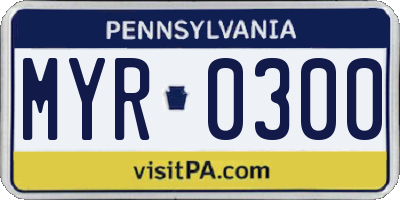 PA license plate MYR0300