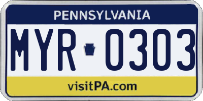 PA license plate MYR0303