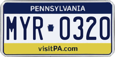 PA license plate MYR0320