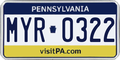 PA license plate MYR0322