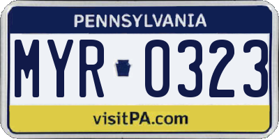 PA license plate MYR0323