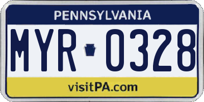 PA license plate MYR0328