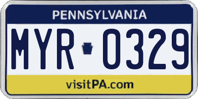 PA license plate MYR0329