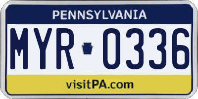 PA license plate MYR0336