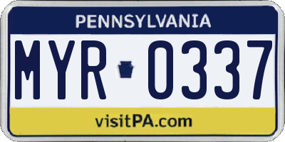 PA license plate MYR0337