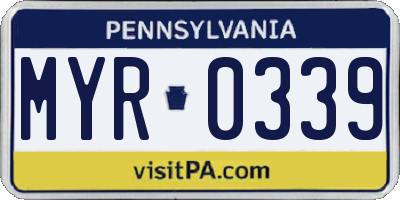PA license plate MYR0339