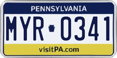 PA license plate MYR0341