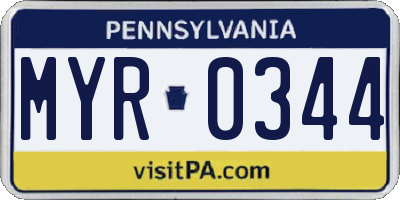PA license plate MYR0344