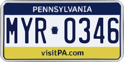 PA license plate MYR0346