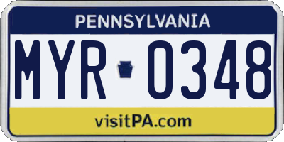 PA license plate MYR0348