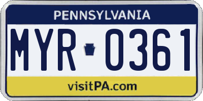 PA license plate MYR0361