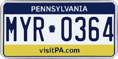 PA license plate MYR0364