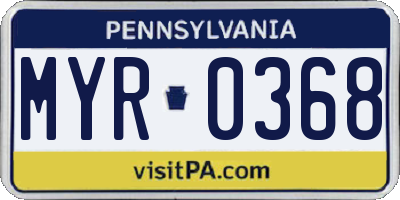 PA license plate MYR0368