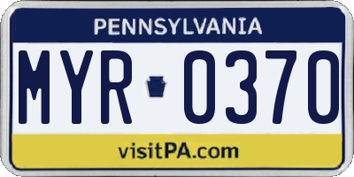PA license plate MYR0370
