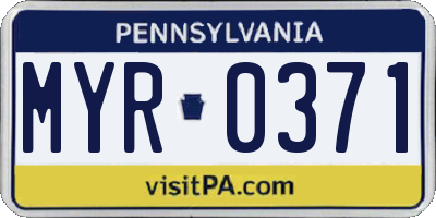 PA license plate MYR0371