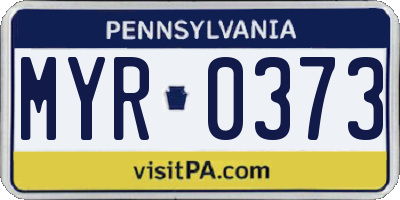 PA license plate MYR0373