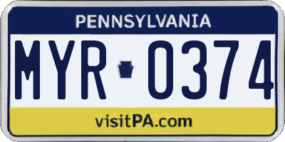 PA license plate MYR0374
