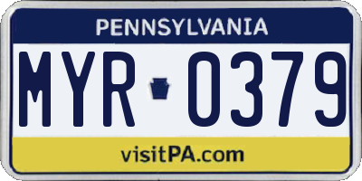 PA license plate MYR0379