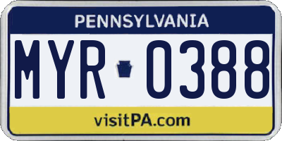 PA license plate MYR0388