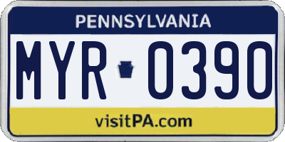 PA license plate MYR0390