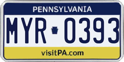 PA license plate MYR0393